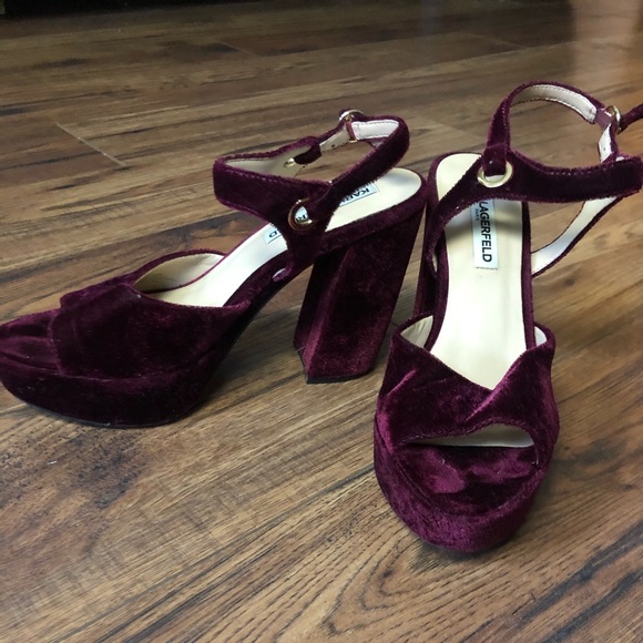 Karl Lagerfeld Red Velvet Platform 